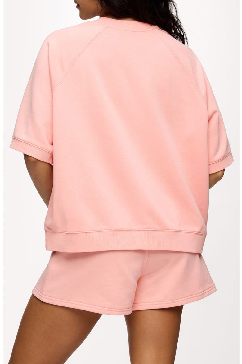 Elbow-Sleeve Cotton Blend French Terry Sweatshirt, Alternate, color, PEACHETTE