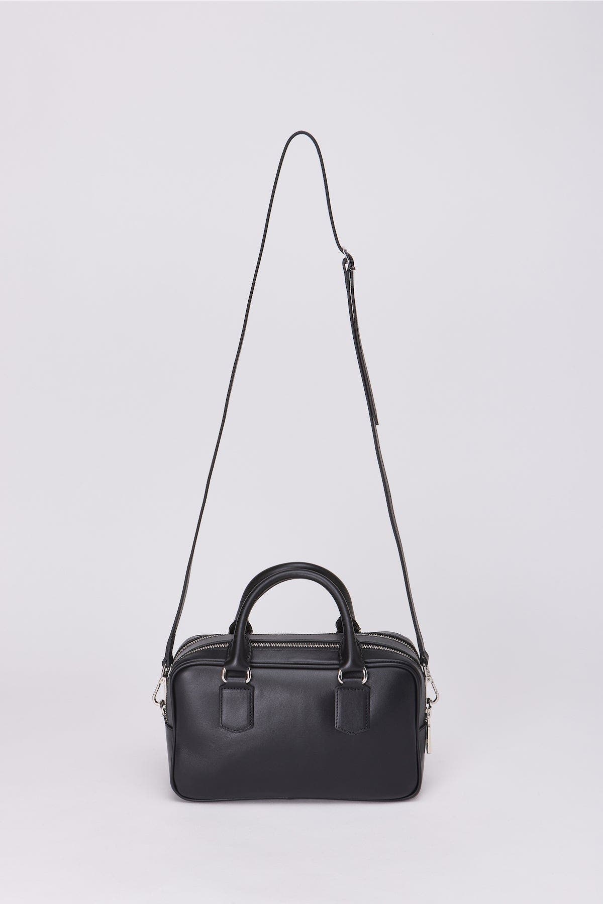 Forever & Always Shoes Sara Leather Structured Bassepi Mini Bag, Alternate, color, Black