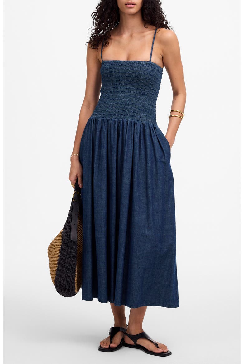 Smocked Midi Sundress, Main, color, RINSE WASH