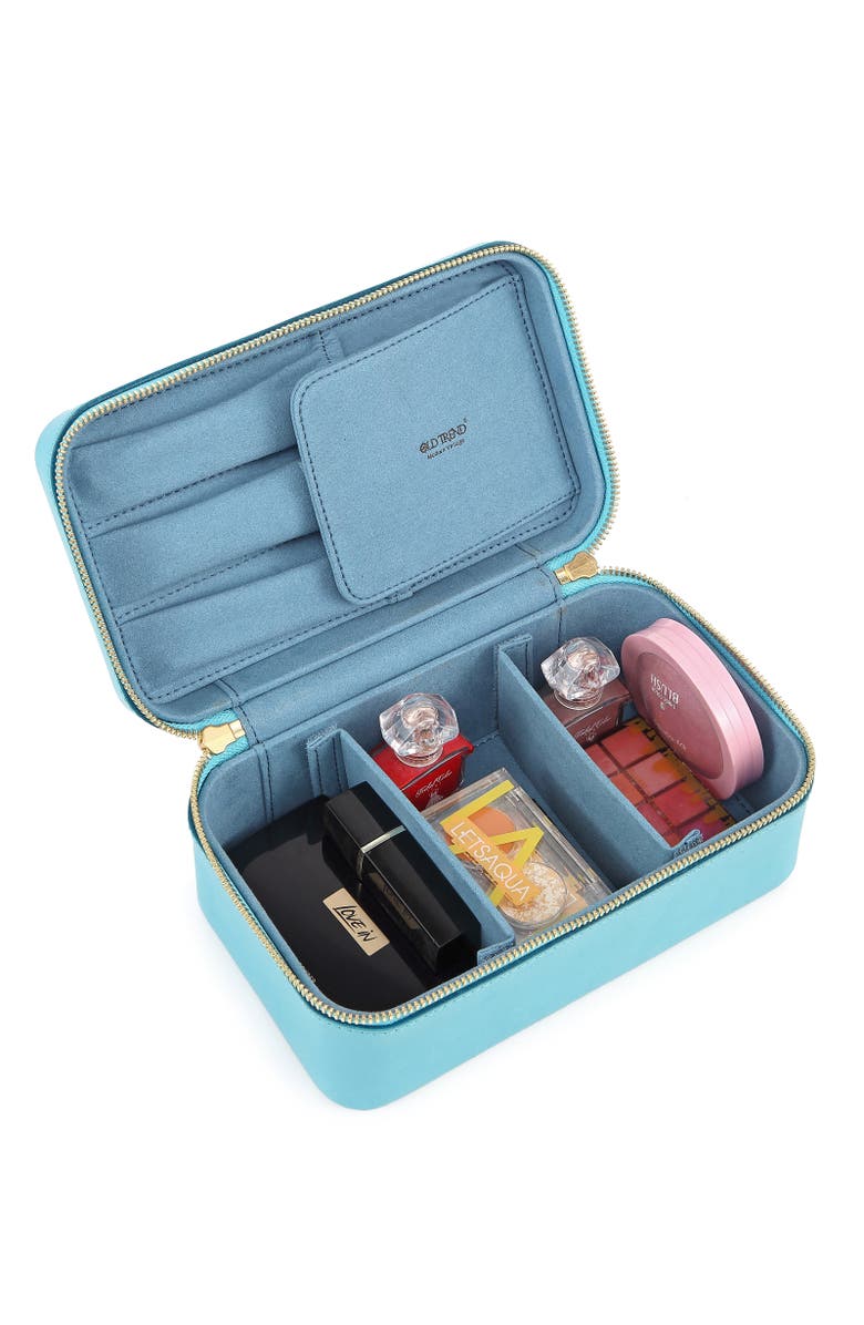 OLD TREND Clivia Genuine Leather Travel Beauty Box, Alternate, color, Turquoise