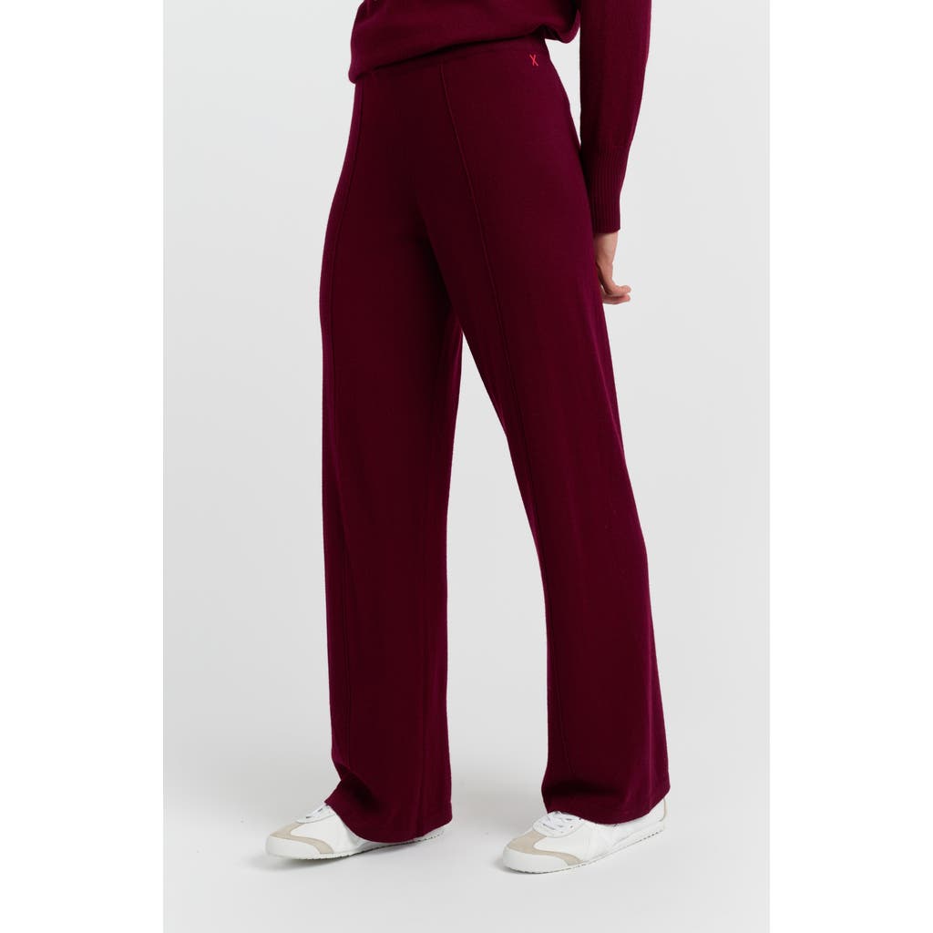 Chinti & Parker Wool & Cashmere Wide Leg Track Pant In Burgundy