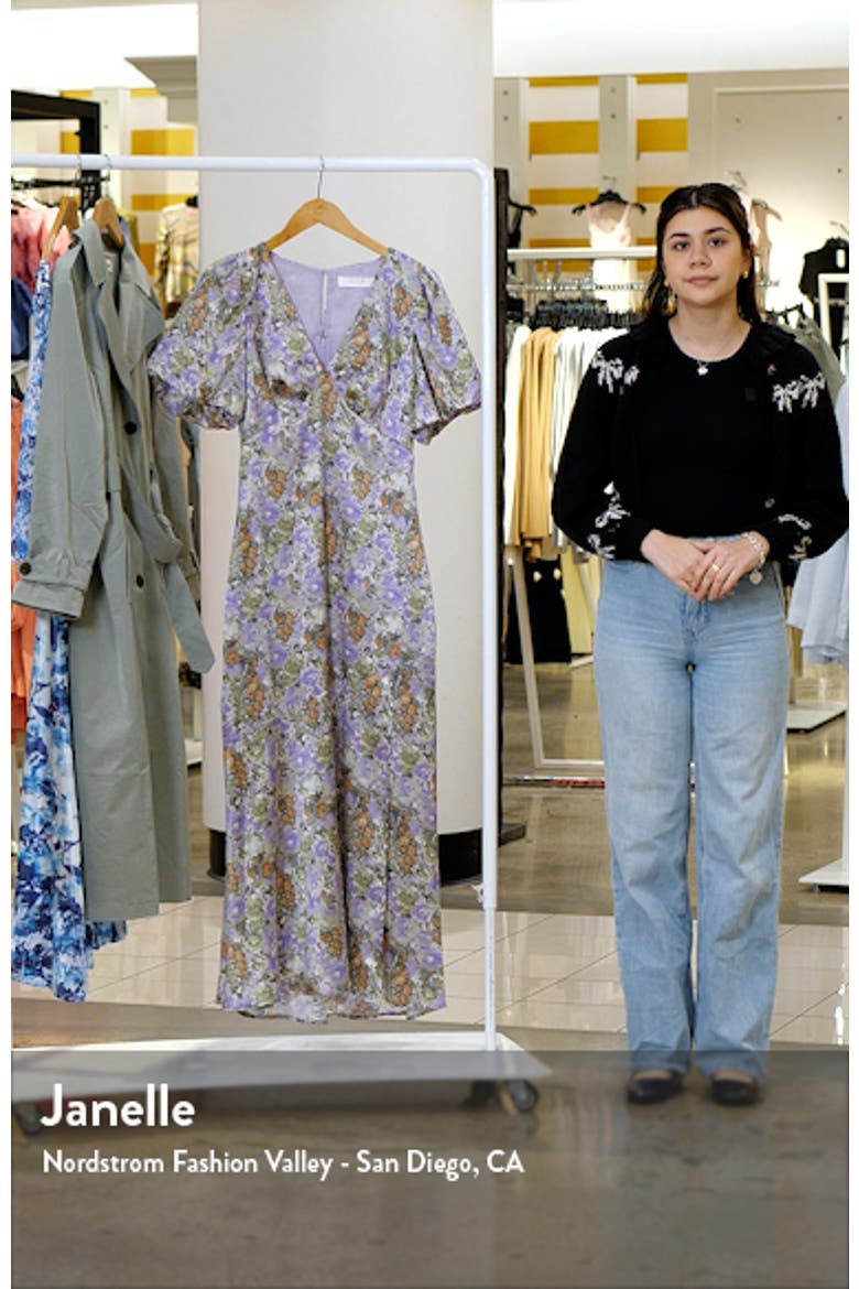 Floral Puff Sleeve Satin Maxi Dress video