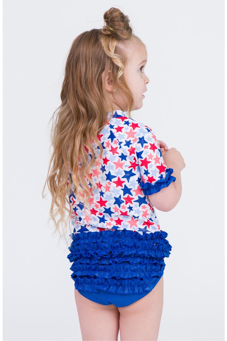 Shimmer Star Spangled Rashguard Two-Piece Swimsuit, Alternate, color, SHIMMER STAR-SPANGLED