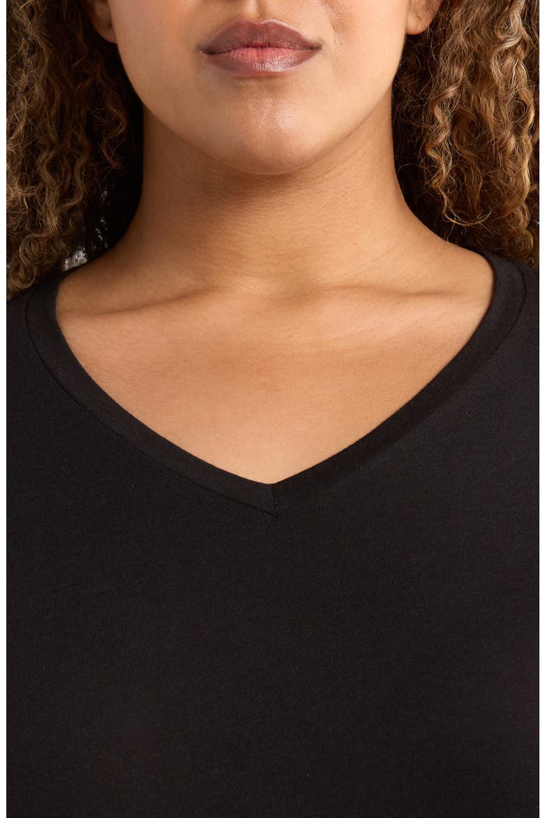 V-Neck Long Sleeve T-Shirt, Alternate, color, BLACK