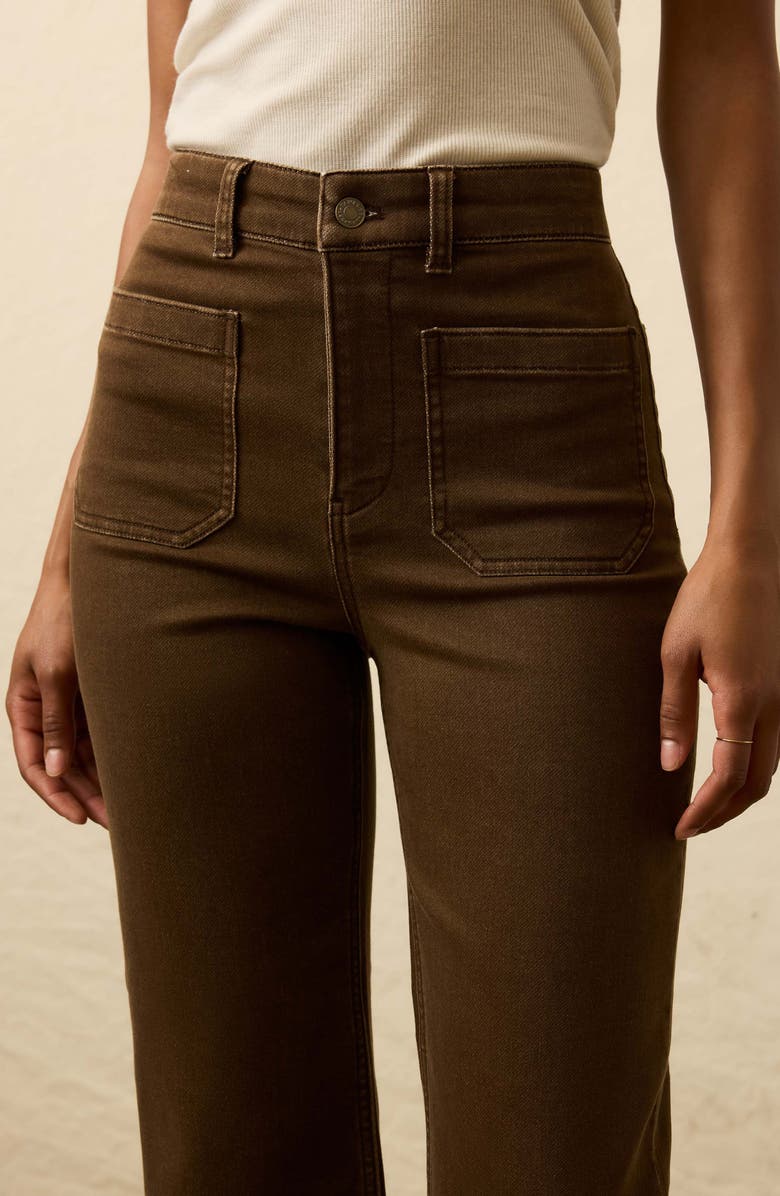 Faherty Patch Pocket High Waist Ankle Wide Leg Stretch Terry Pants, Alternate, color, Walnut