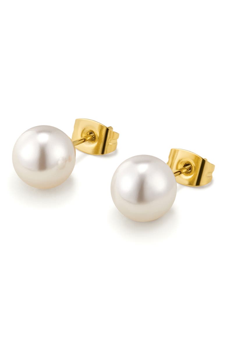 Freshwater Pearl Stud Earrings, Alternate, color, GOLD