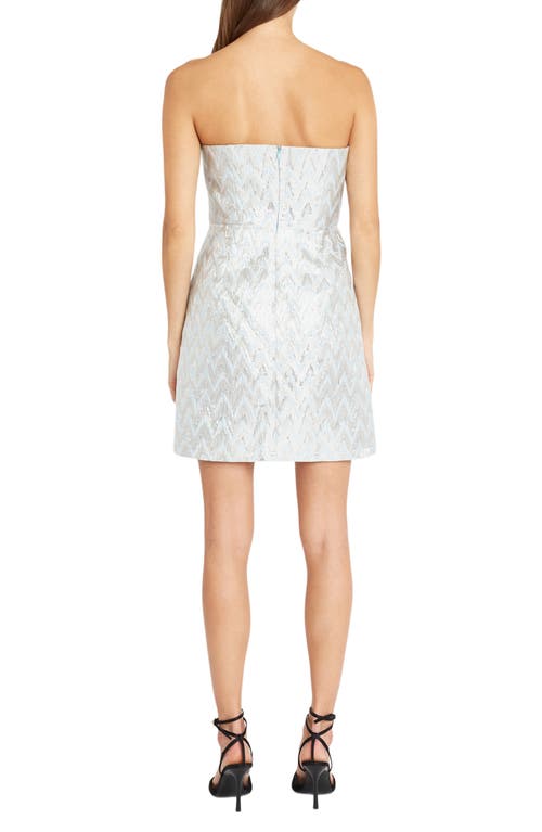 Donna Morgan For Maggy Metallic Strapless Minidress In Frost Blue