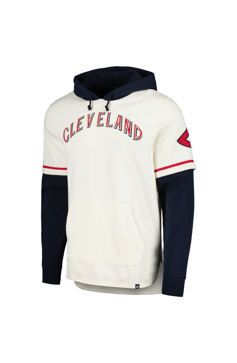'47 Men's '47 Cream Cleveland Indians Trifecta Shortstop Pullover Hoodie, Alternate, color, 