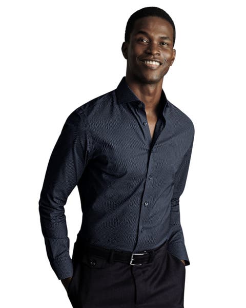 Geo Print Non-Iron Stretch Twill Shirt