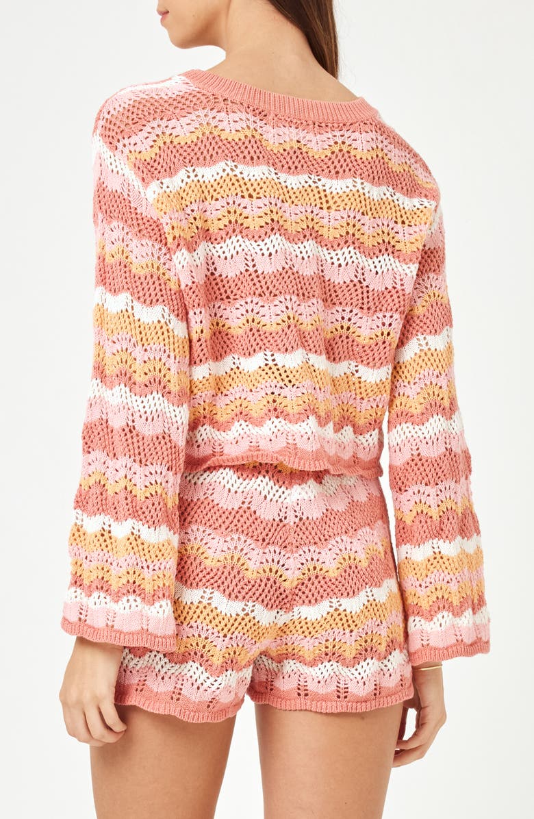 LSPACE Sun Ray Stripe Crop Cotton Cover-Up Sweater, Alternate, color, Bahama Bound Stripe