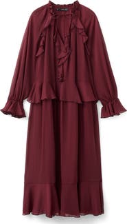 MANGO Ruffle Detail Long Sleeve Dress