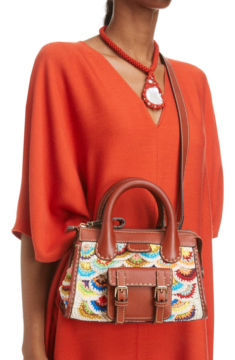 Chloé Mini Edith Scallop Wool & Cashmere Crochet Satchel, Alternate, color,