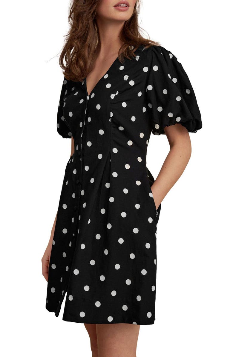 NEXT Puff Sleeve Polka Dot Dress, Alternate, color, 