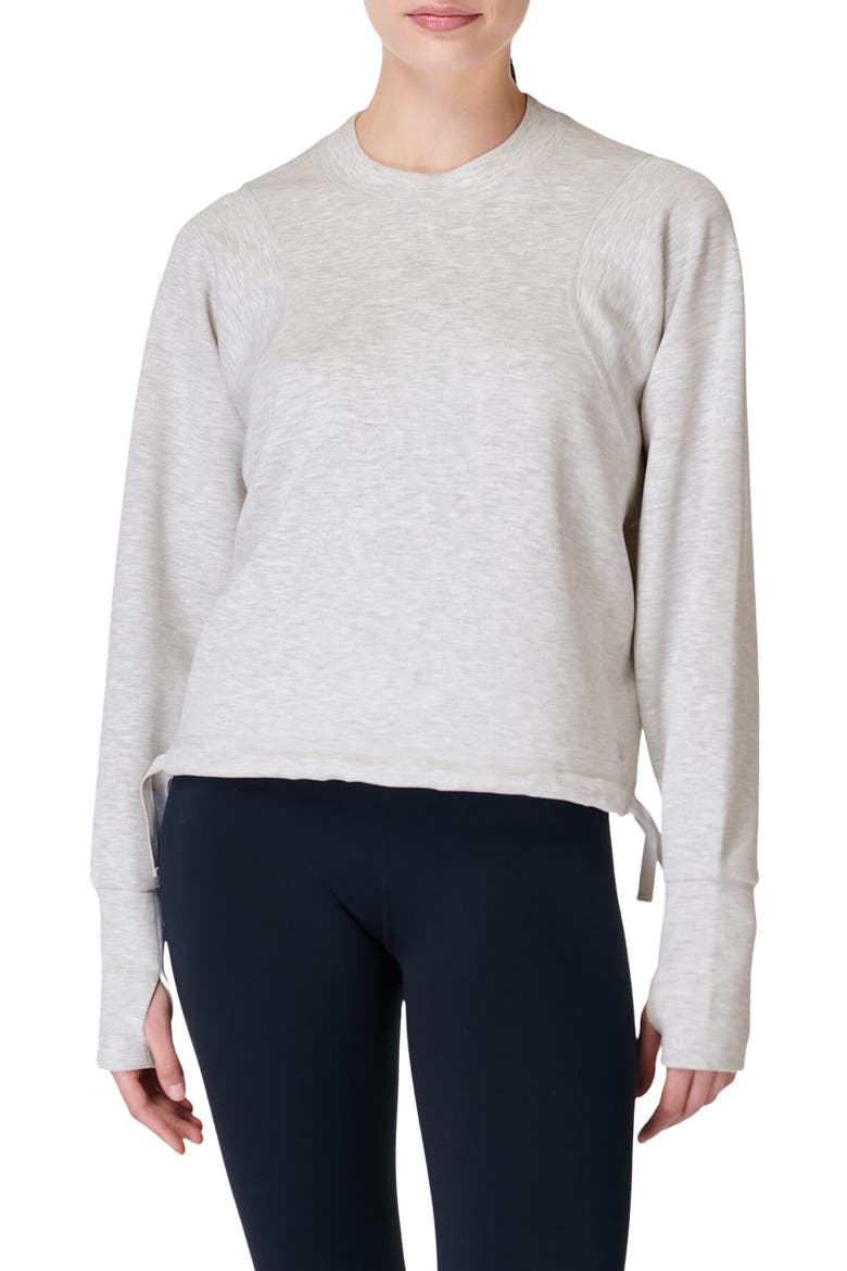 Sand Wash Crewneck Crop Sweatshirt, Main, color, LIGHT GREY MARL