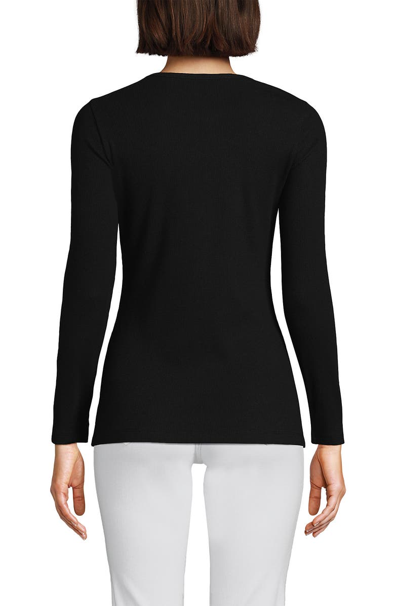 Lands' End Cotton Rib T-shirt, Alternate, color, Black