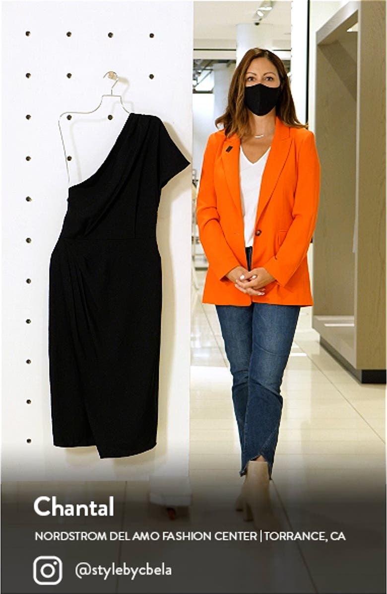 One-Shoulder Cascade Drape Dress, sales video thumbnail