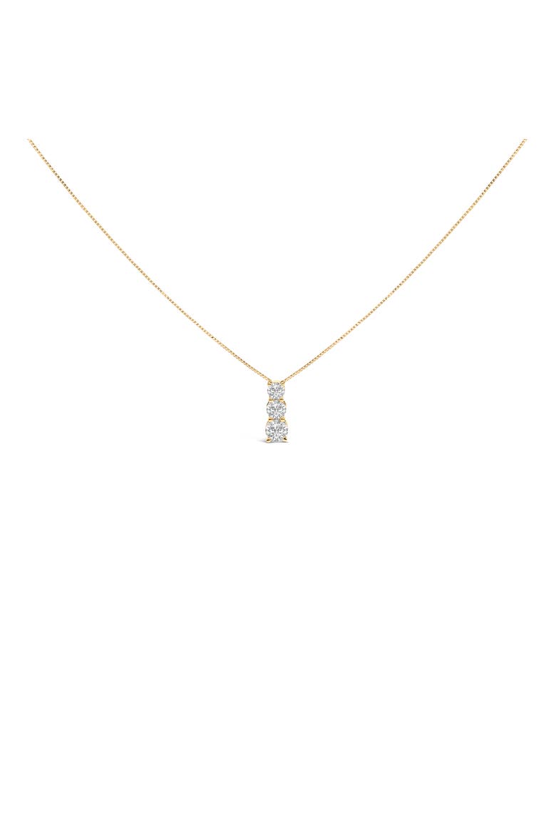 14K Gold 1/2 Cttw Lab Grown Diamond Three Stone Pendant Necklace, Main, color, Yellow