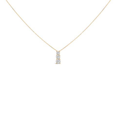 14K Gold 1/2 Cttw Lab Grown Diamond Three Stone Pendant Necklace