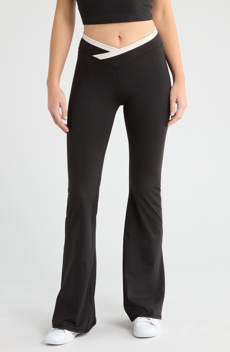 PacSun Contrast Crossover Flare Leggings, Main, color, Meteorite