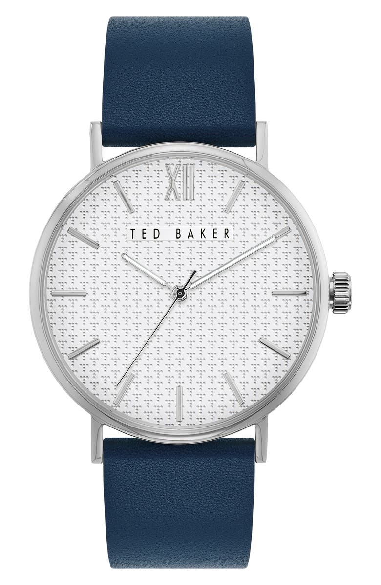Ted Baker London Phylipa Gents Leather Strap Watch, 43mm, Main, color,