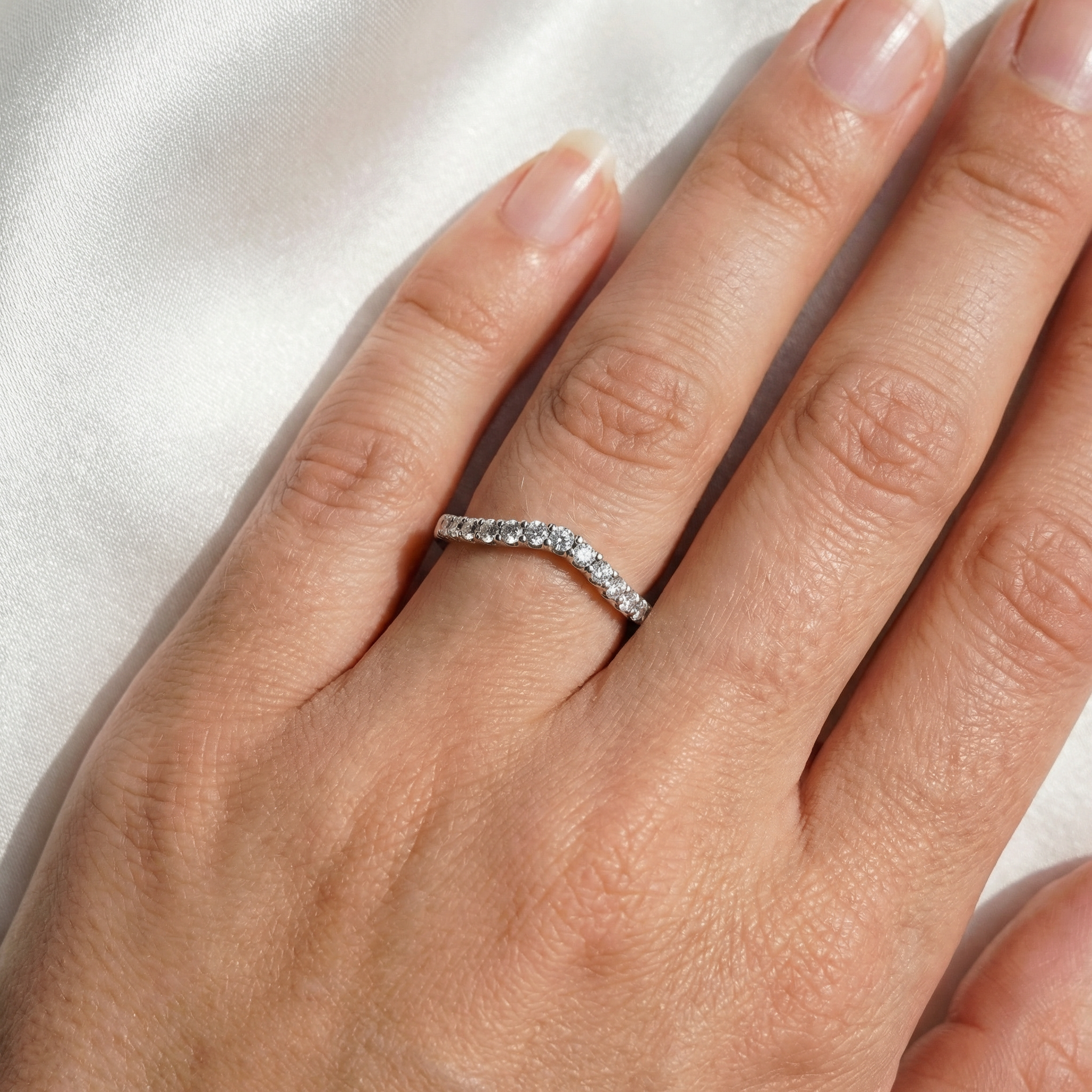 Bliss Diamond Curved Accent Diamond Guard Ring 14k Gold Lab Grown ...
