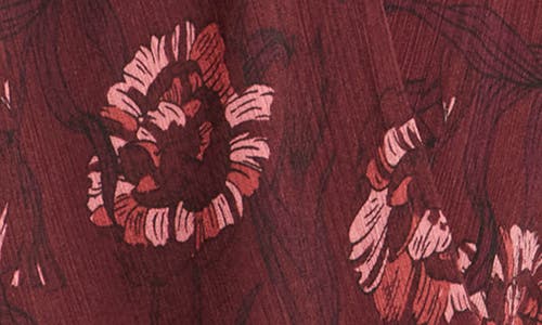 T Tahari Long Sleeve Faux Wrap Blouse In Burgundy
