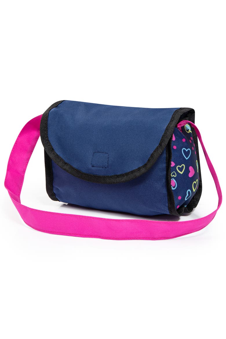 Pram Cosy Blue, Pink, Hearts Blanket & Shoulder Bag, Alternate, color, Multicolored