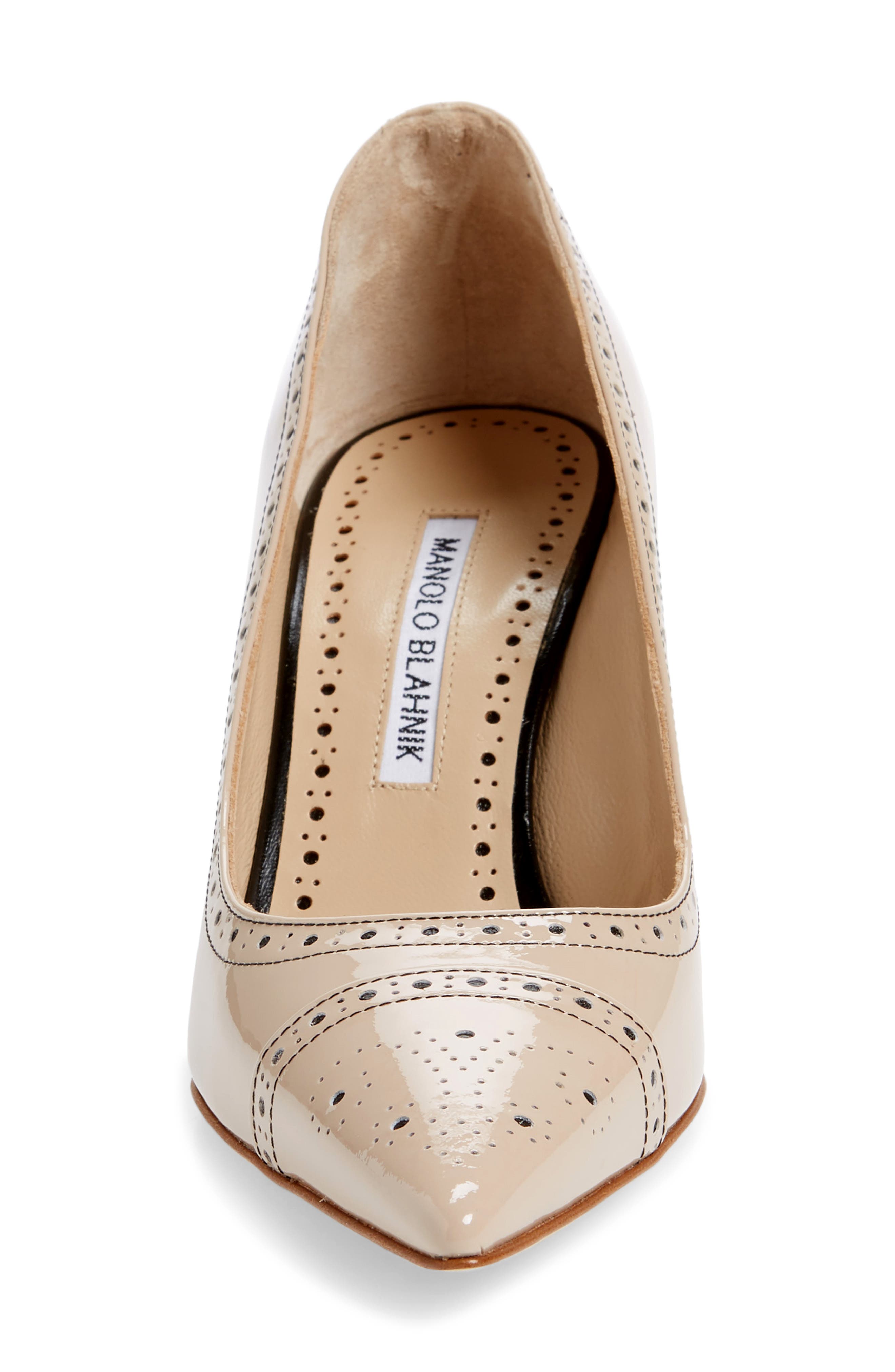 Manolo Blahnik Quitohi Brogue Pointed Toe Pump, Alternate, color, 