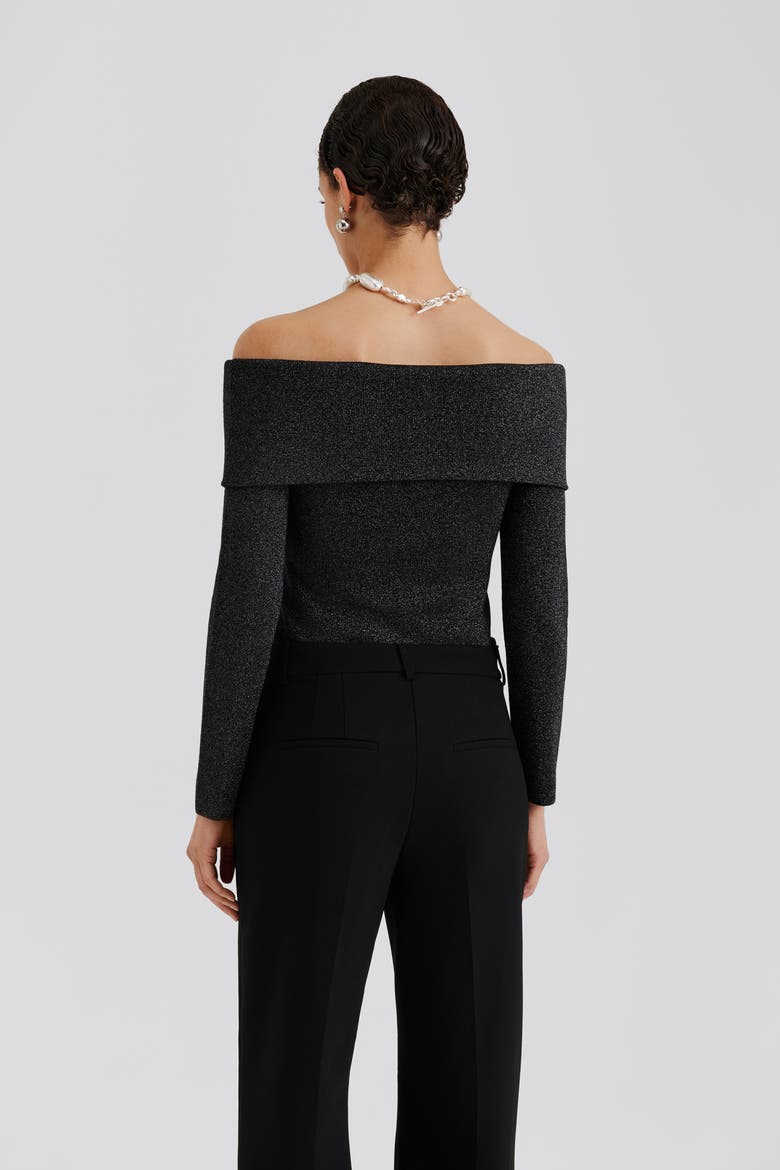 Cirella Knitted Off Shoulder Top, Alternate, color, Black Metallic