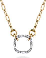 Gabriel & Co. Open Diamond Cushion Pendant Necklace