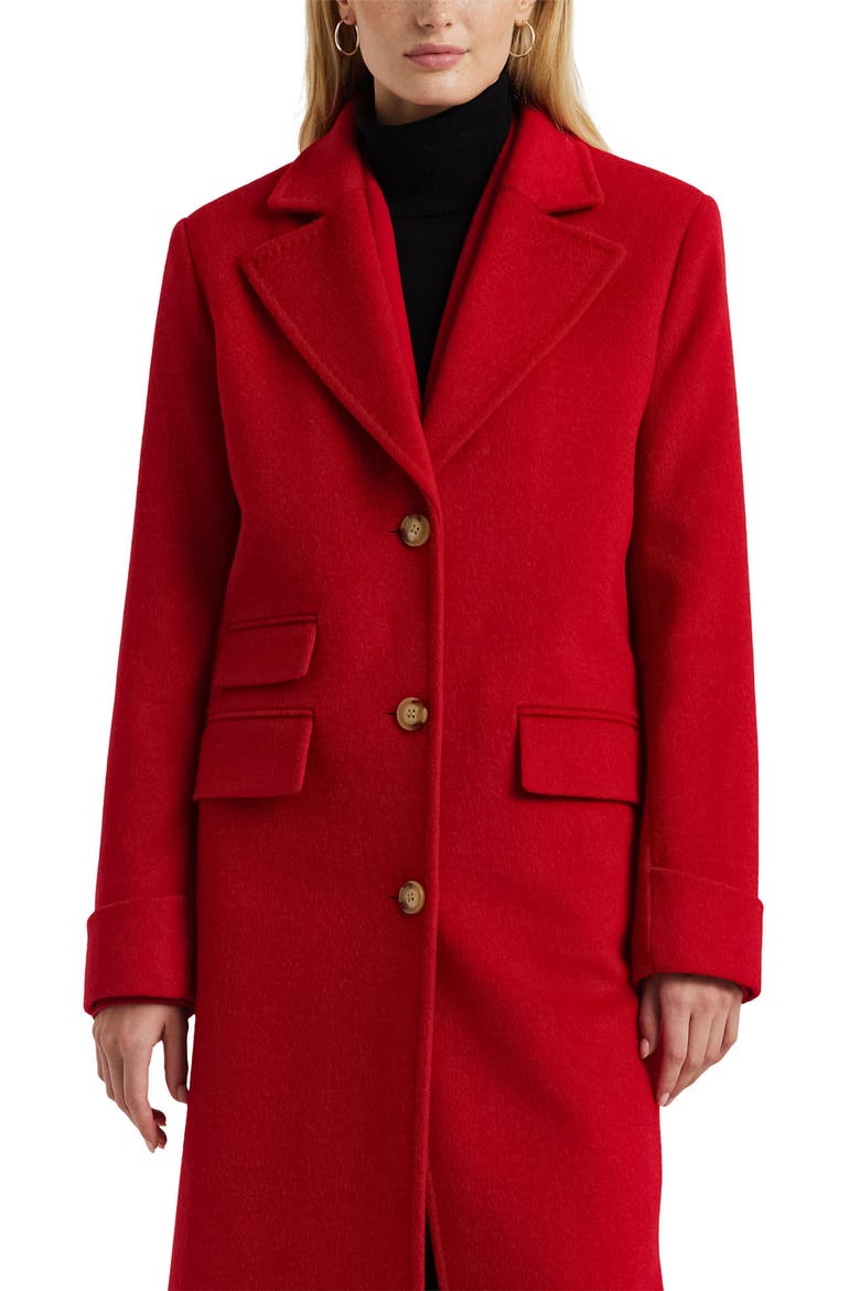 Wool & Cashmere Blend Coat, Alternate, color, FESTIVE RED