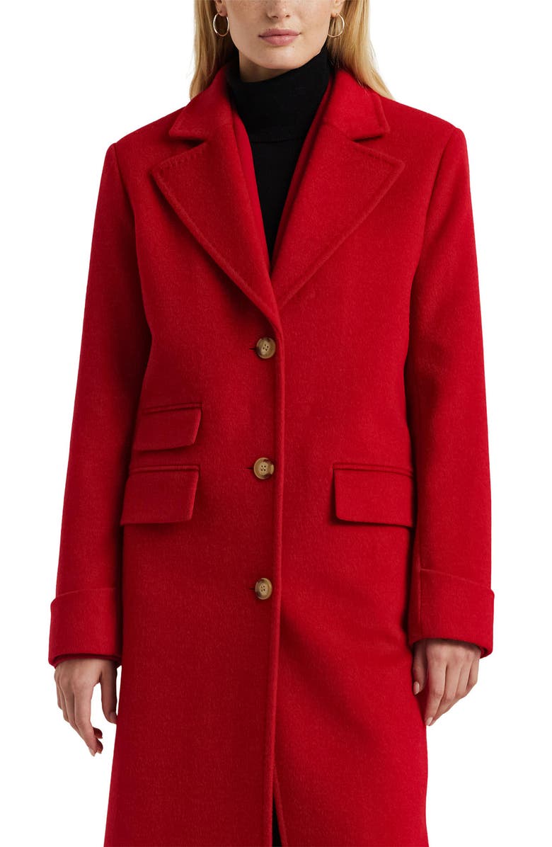Lauren Ralph Lauren Wool & Cashmere Blend Coat, Alternate, color, Festive Red