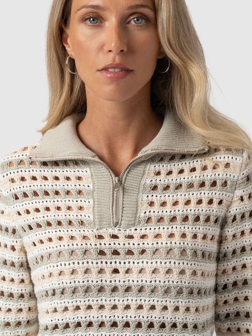 Saint + Sofia Ester Quarter Zip Knit In Multi