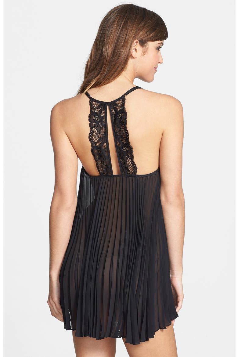 'Sunburst' Pleated Chemise, Alternate, color, BLACK