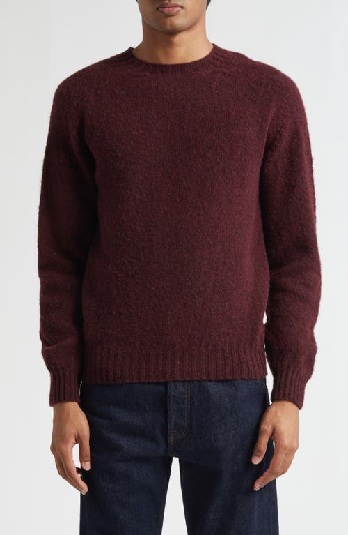 Drake's Brushed Shetland Lambswool Crewneck Sweater in Burgundy  product
