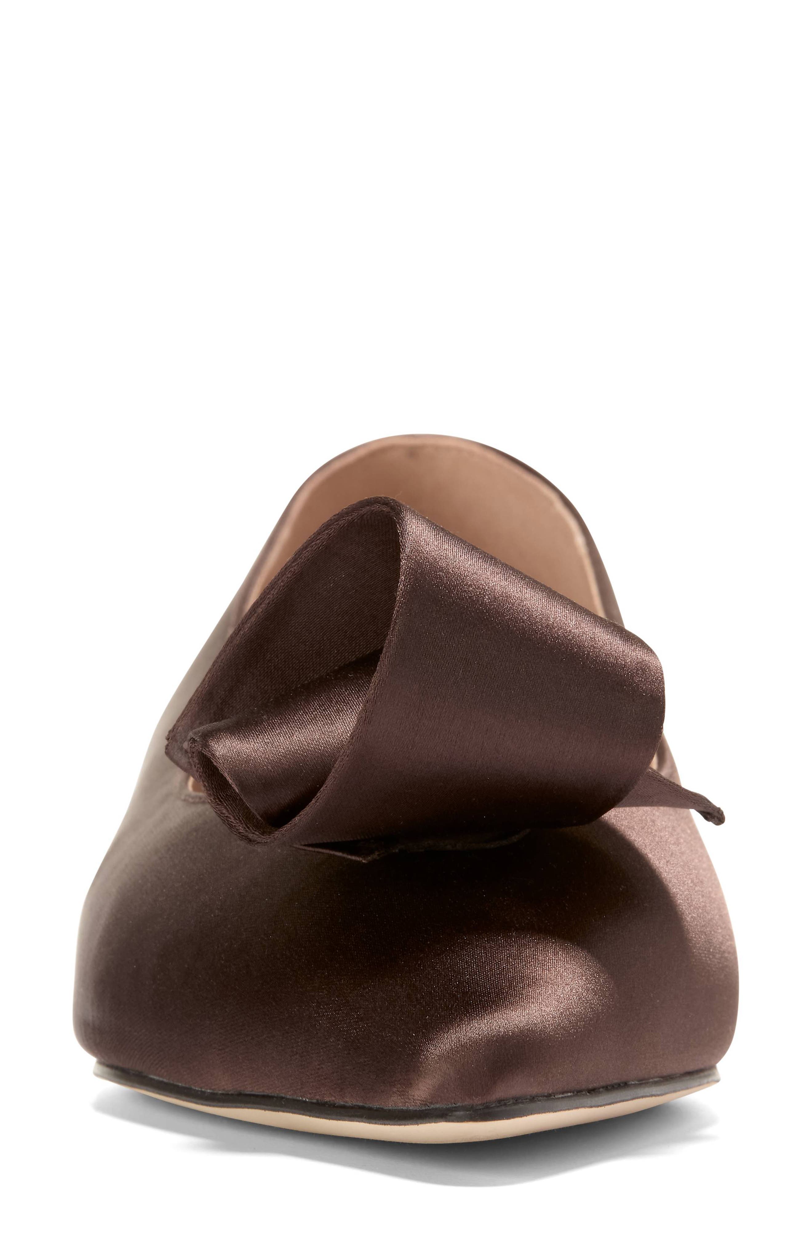 Cole Haan Florette Pointed Toe Skimmer Flat, Alternate, color, Dark Chocolate Satin
