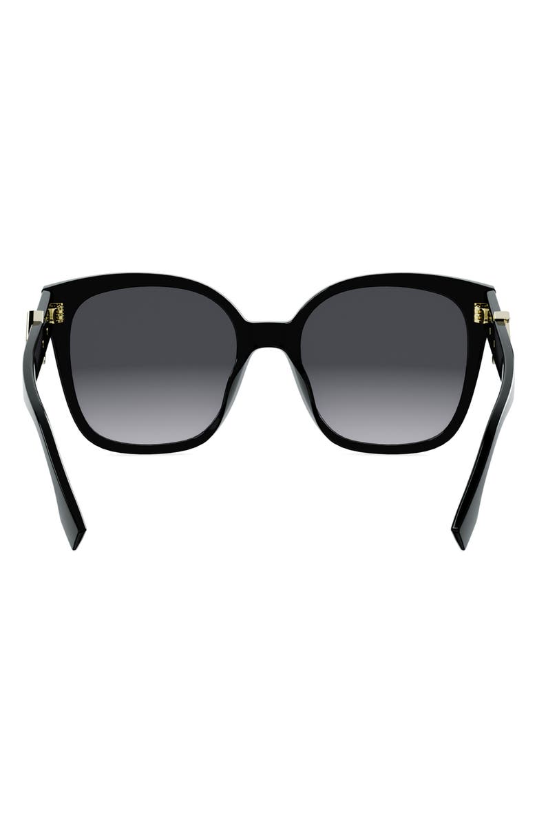 Fendi FF Diamonds 55mm Gradient Square Sunglasses, Alternate, color, Shiny Black / Gradient Smoke