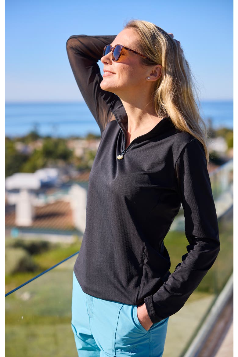 Quarter Zip Vented Sun Shirt, Alternate, color, Black