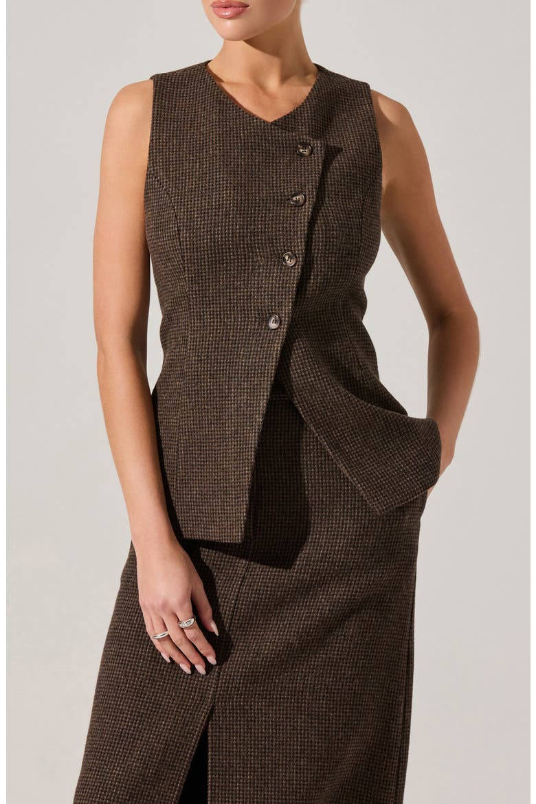 Sonja Plaid Wool Blend Vest, Alternate, color, BROWN PLAID