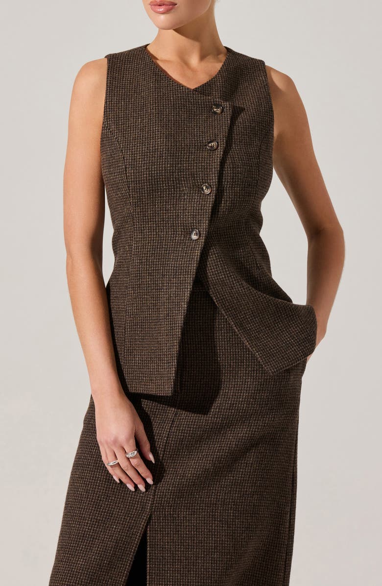 ASTR the Label Sonja Plaid Wool Blend Vest, Alternate, color, Brown Plaid