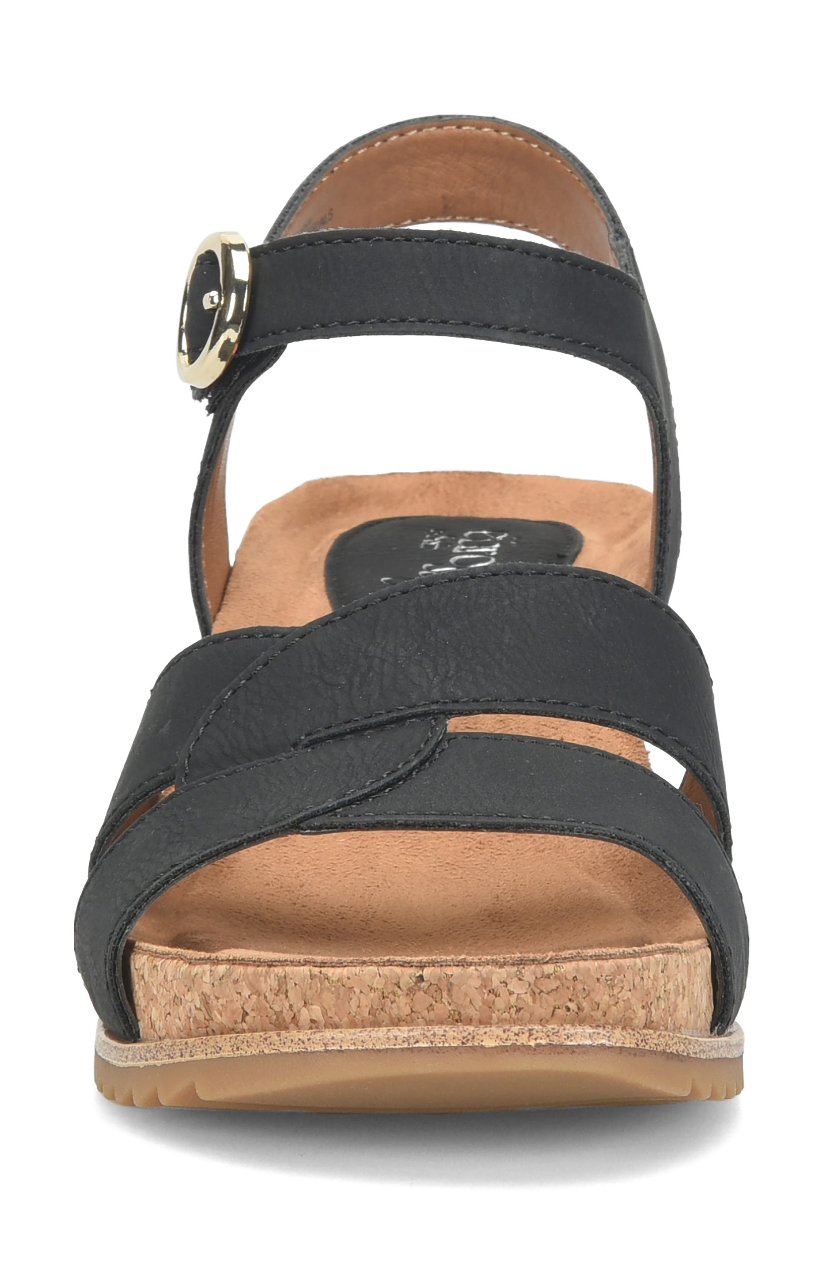 EUROSOFT Tressa Ankle Strap Wedge Sandal, Alternate, color, Black