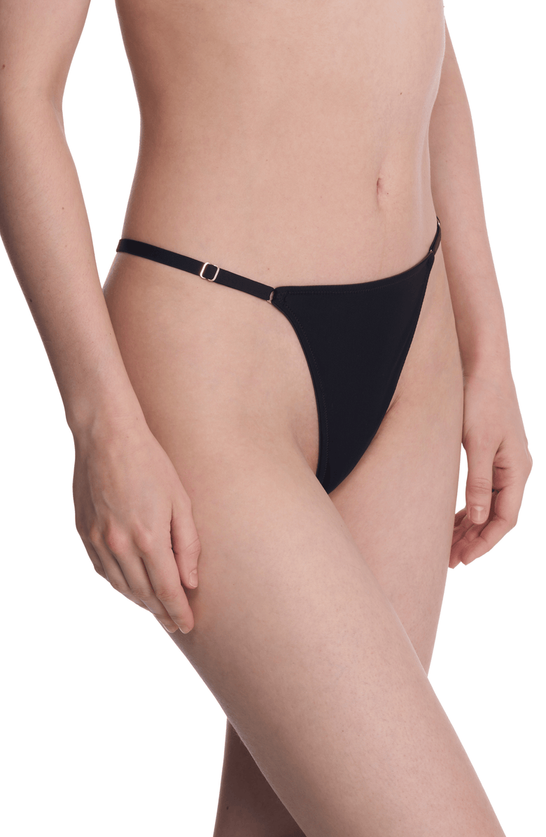 Natori Verge Adjustable String Thong, Alternate, color, Black