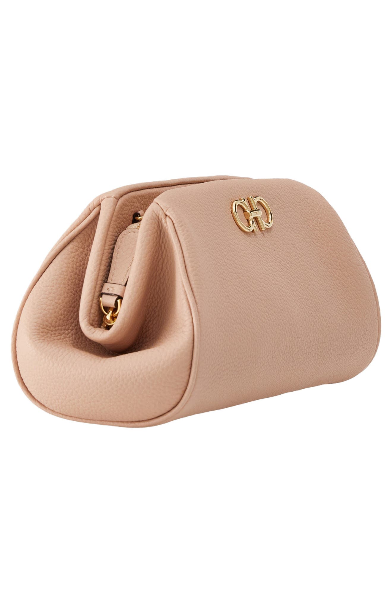 FERRAGAMO Gancio Soft Leather Clutch, Alternate, color, 