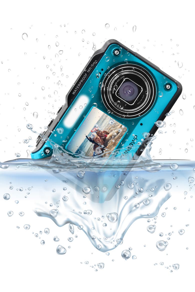 4K Ultra HD Dual Screen Waterproof Camera, Alternate, color, Blue