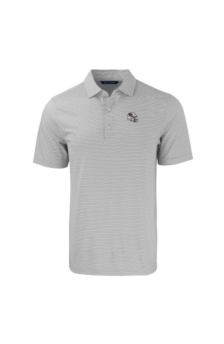 Cutter & Buck Men's Cutter & Buck  Gray/White Arizona Cardinals Helmet Forge Eco Double Stripe Stretch Recycled Polo, Alternate, color, 