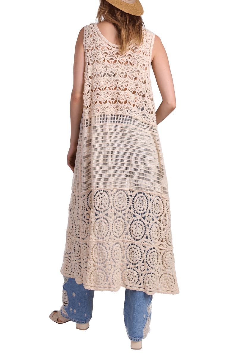 SAACHI Crochet Longline Duster Cardigan, Alternate, color, Ivory