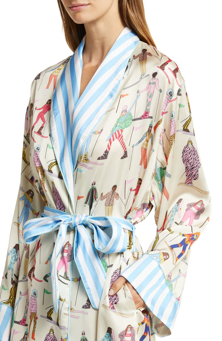 Karen Mabon Skiing Long Satin Robe, Alternate, color, 