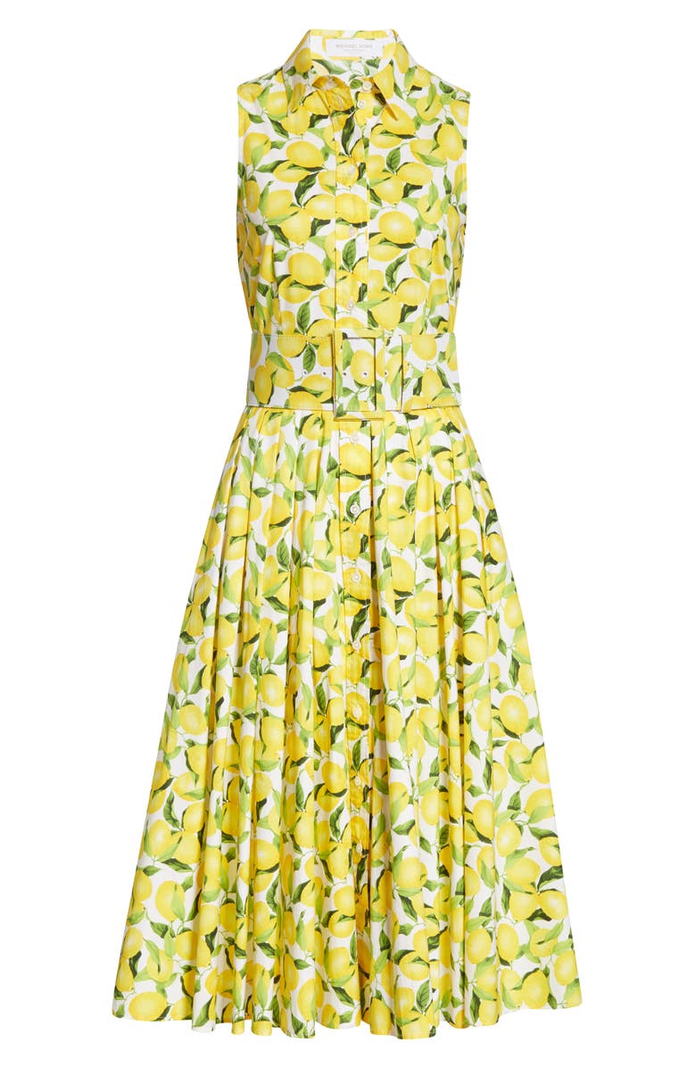 Michael Kors Collection Lemon Print Midi Shirtdress, Alternate, color, 