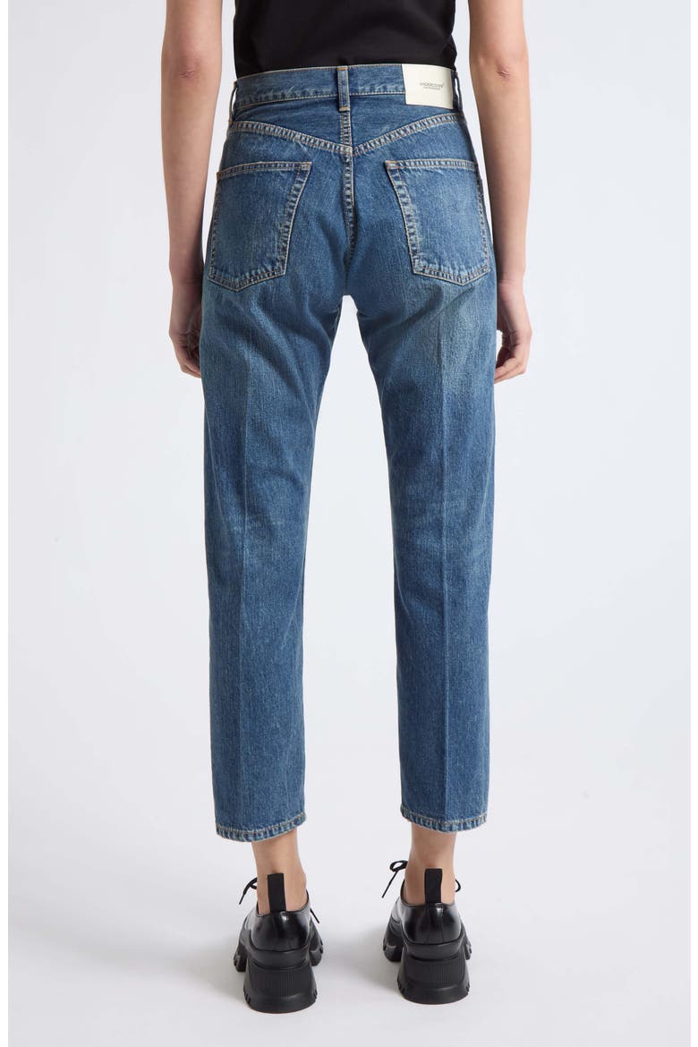 Lace Detail Straight Leg Jeans, Alternate, color, INDIGO