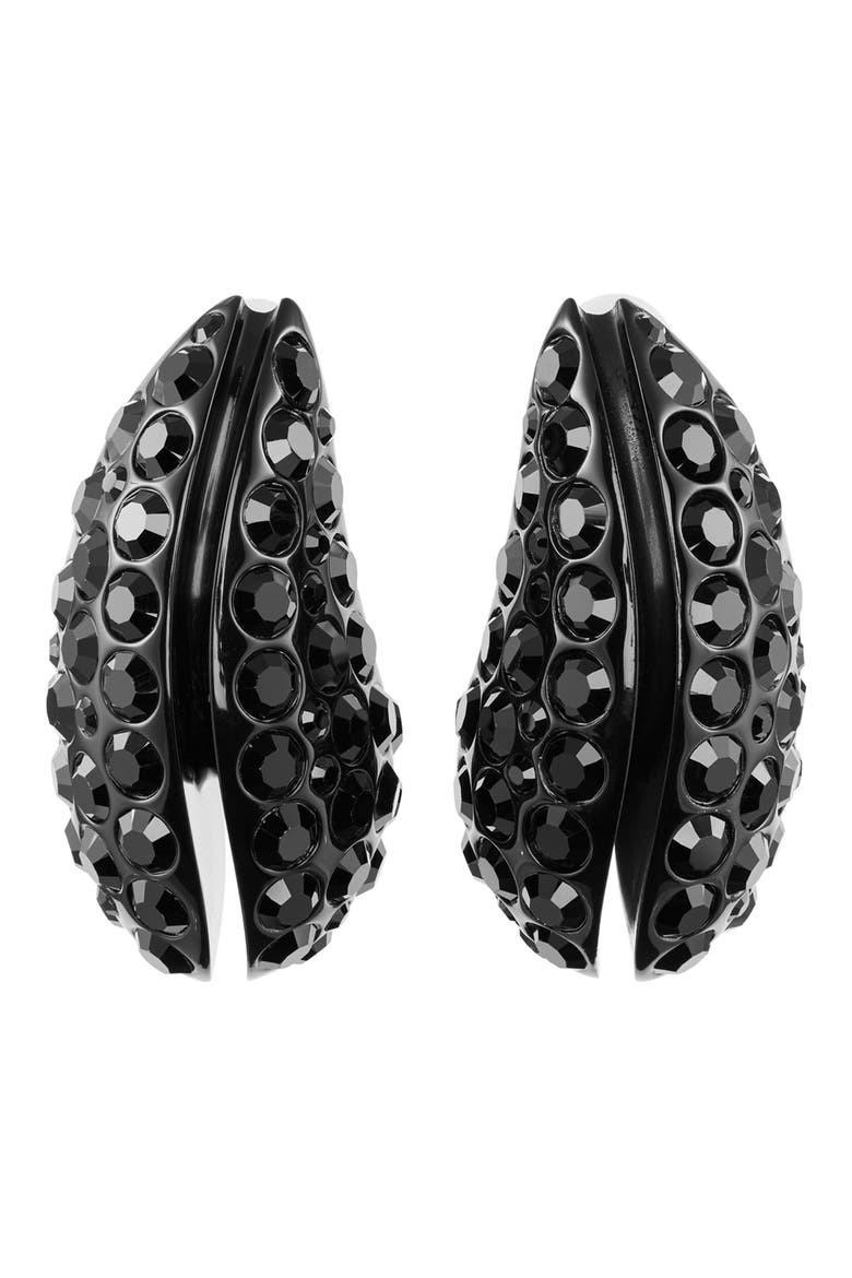 Wave Crystal Earrings, Alternate, color, BLACK